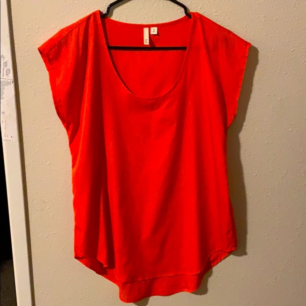 Orange scoop neck blouse